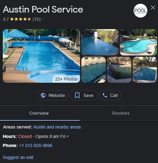 serviço de piscina em Austin